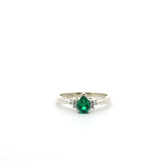 14K Yellow Gold Pear Emerald Ring