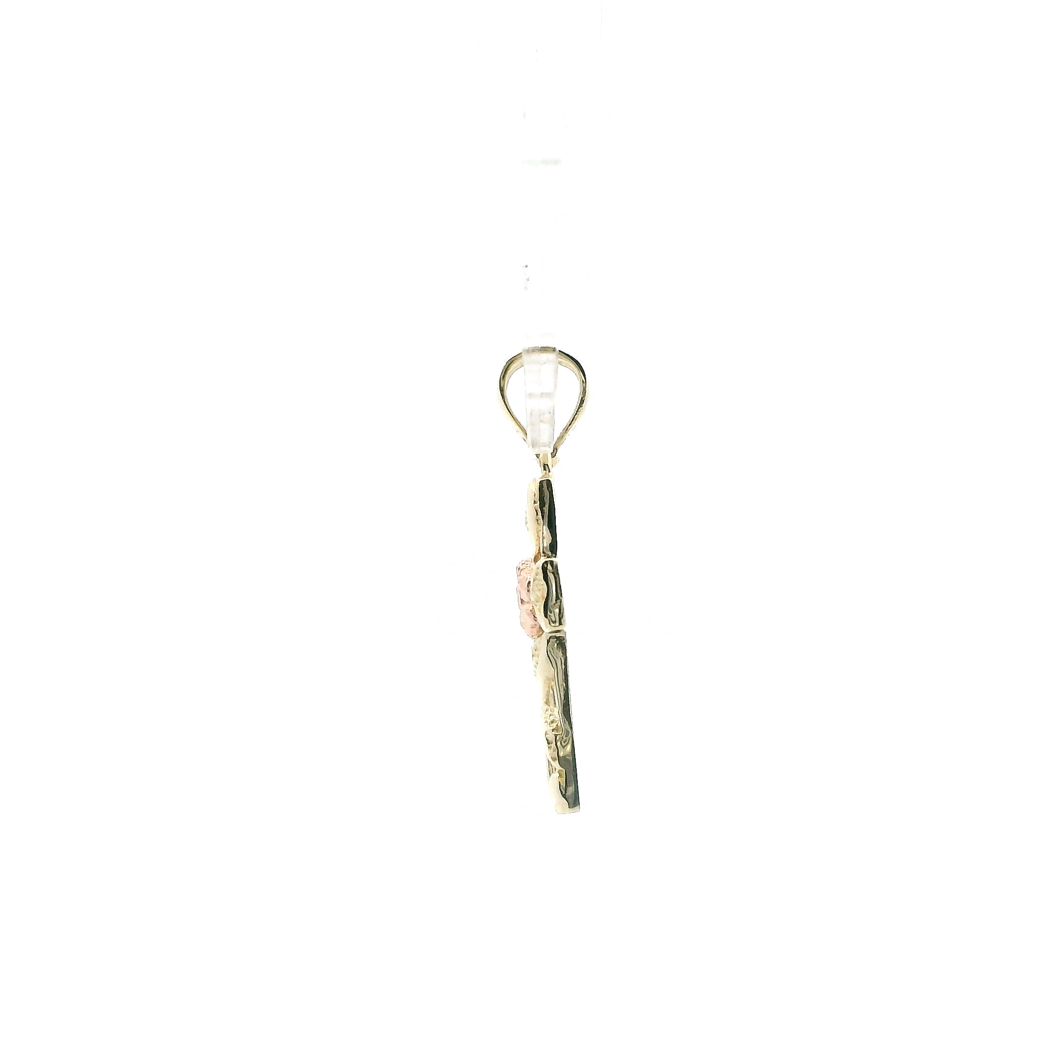 10K Yellow & Rose Gold Filgree Rose & Cross Pendant