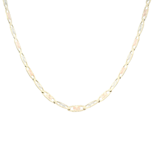 14K Tri Color Gold 24" Valentino Chain