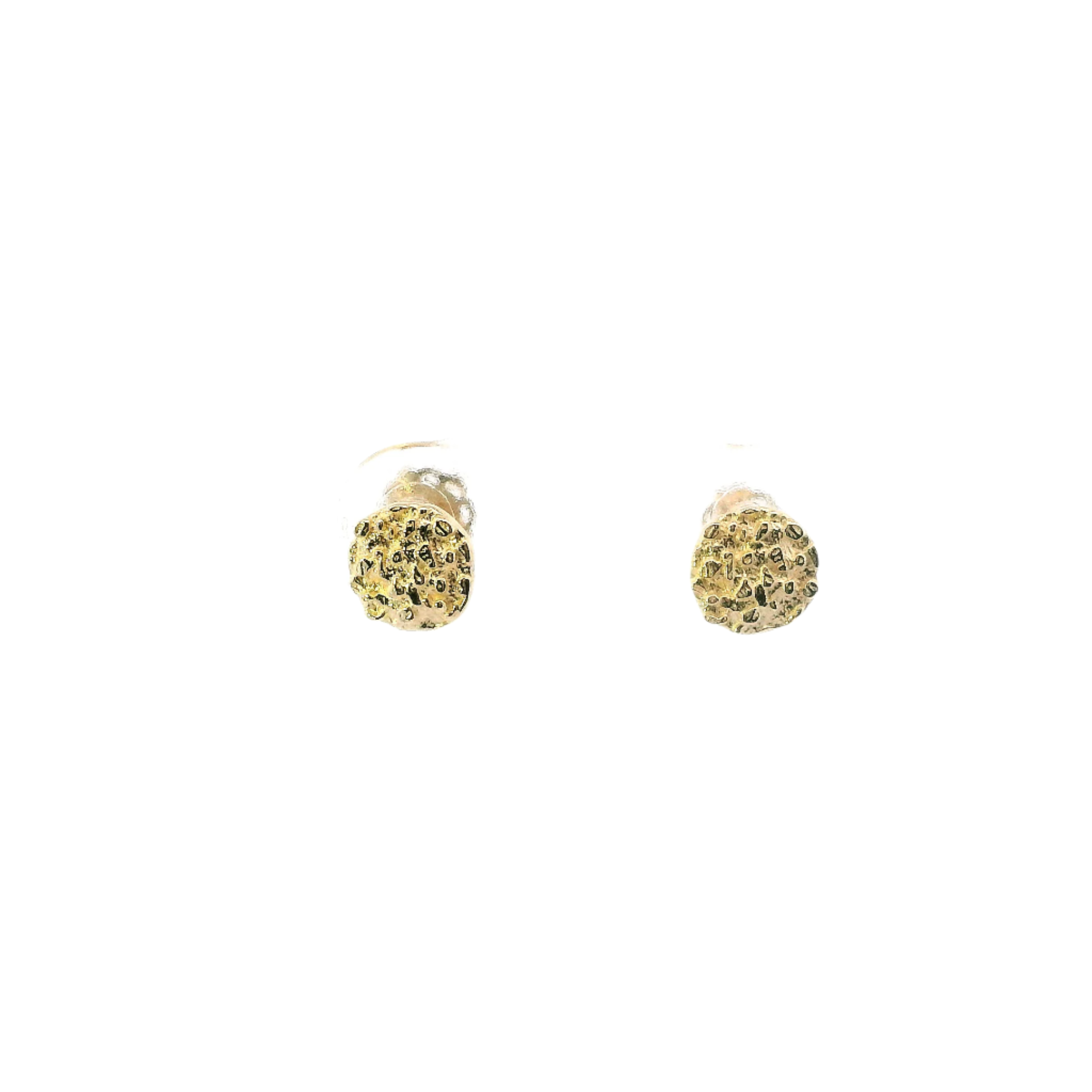 14K Yellow Gold Round Nugget Stud Earrings