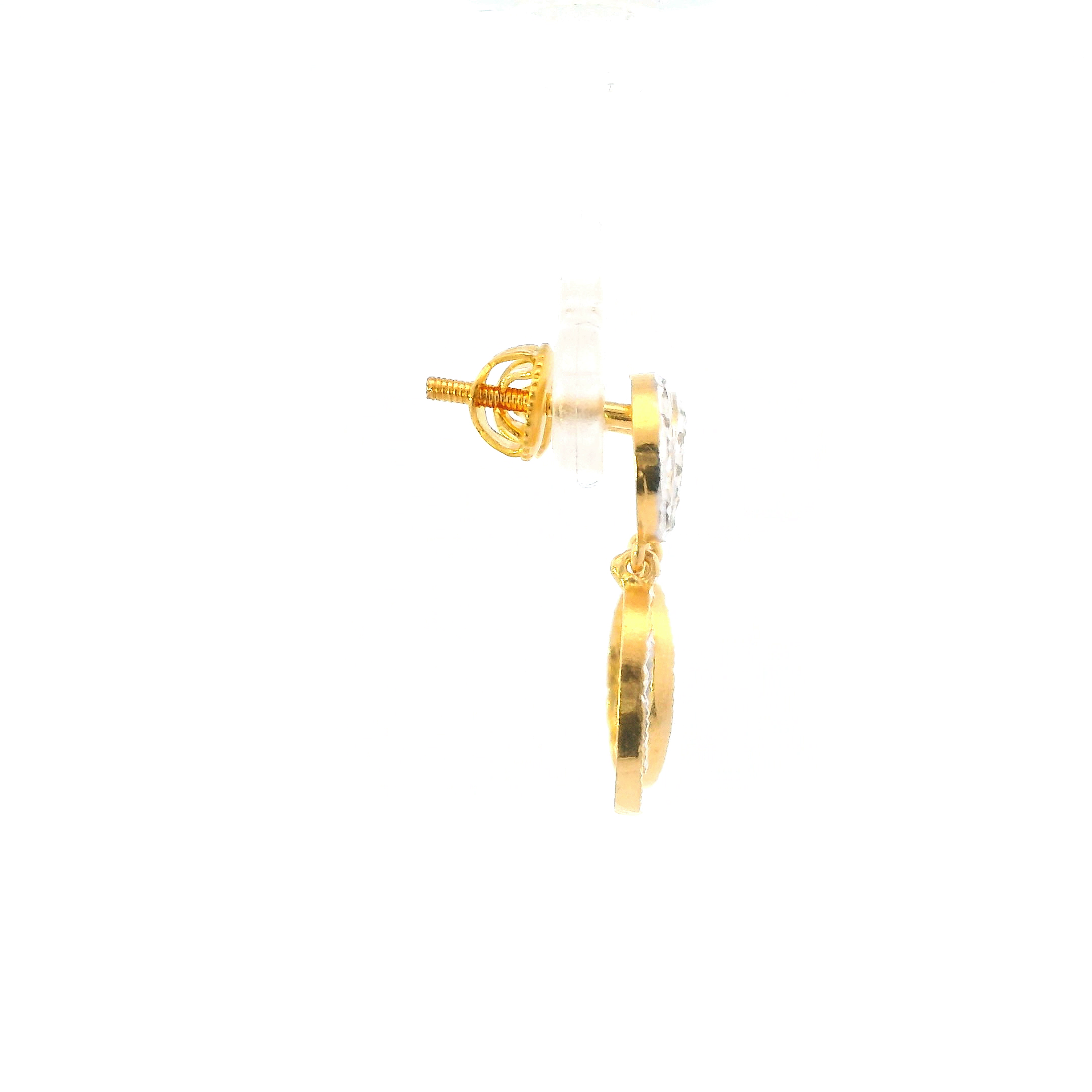 22K Yellow & White Gold Oval Dangle Earrings