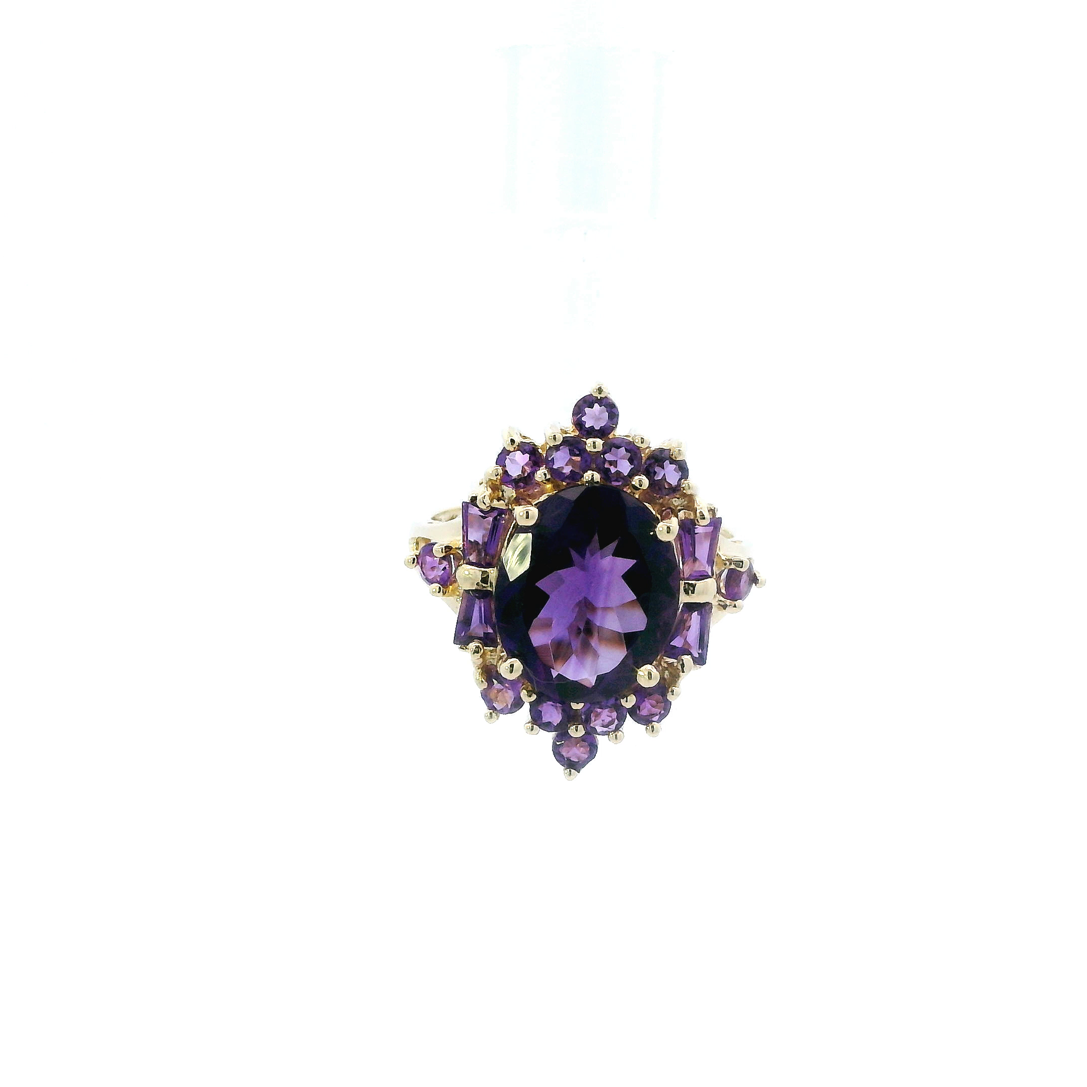 14K Yellow Gold Amethyst Womens Ring
