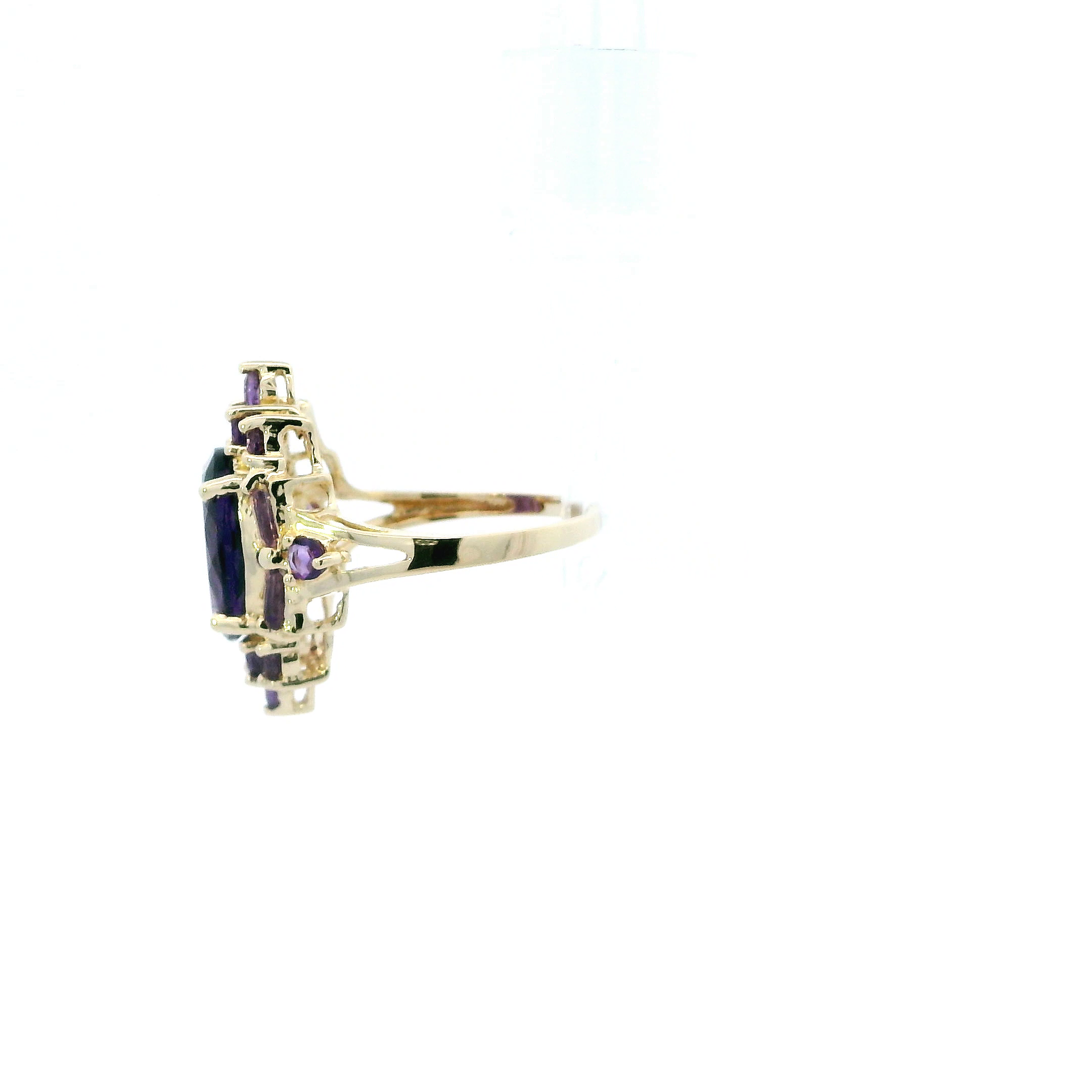 14K Yellow Gold Amethyst Womens Ring