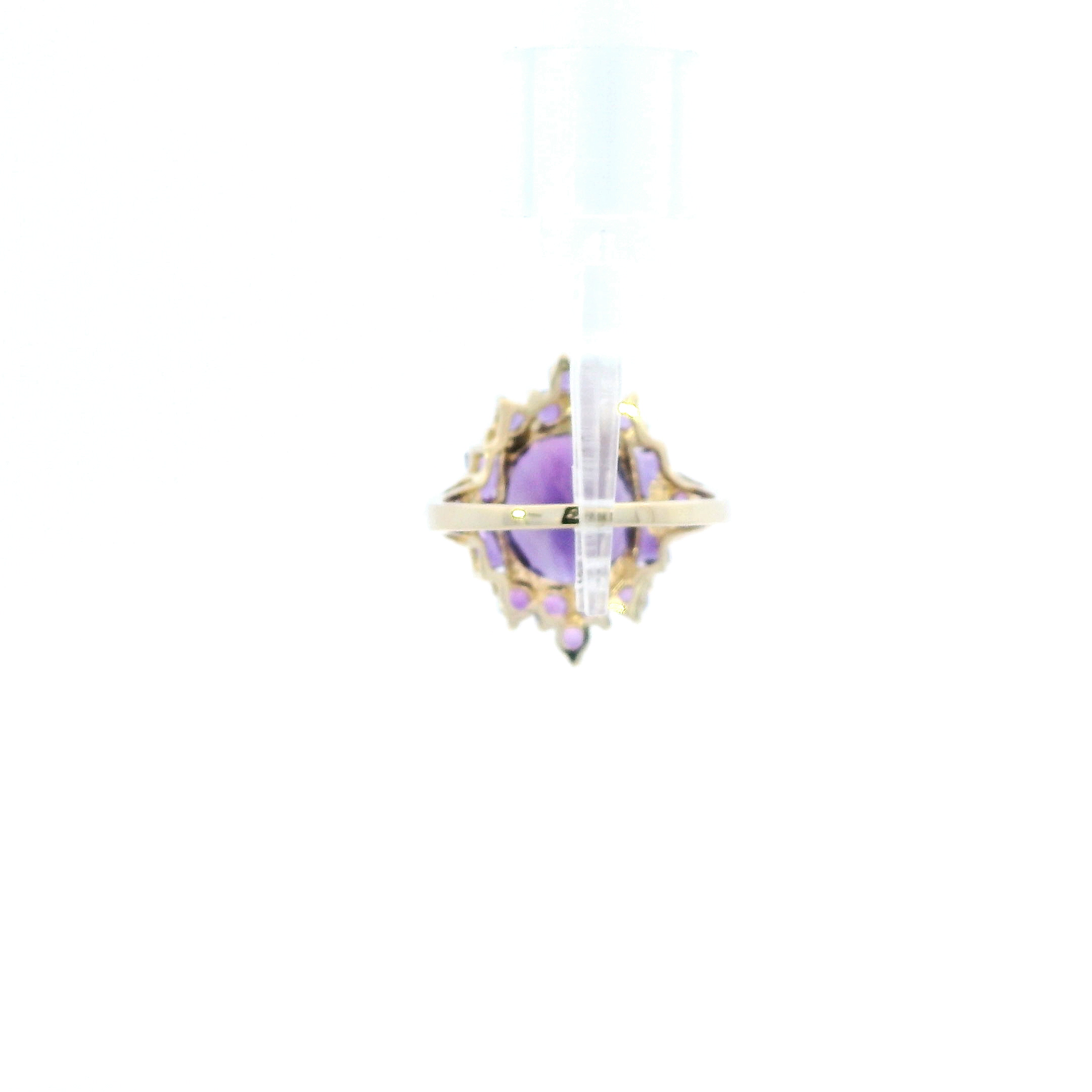 14K Yellow Gold Amethyst Womens Ring