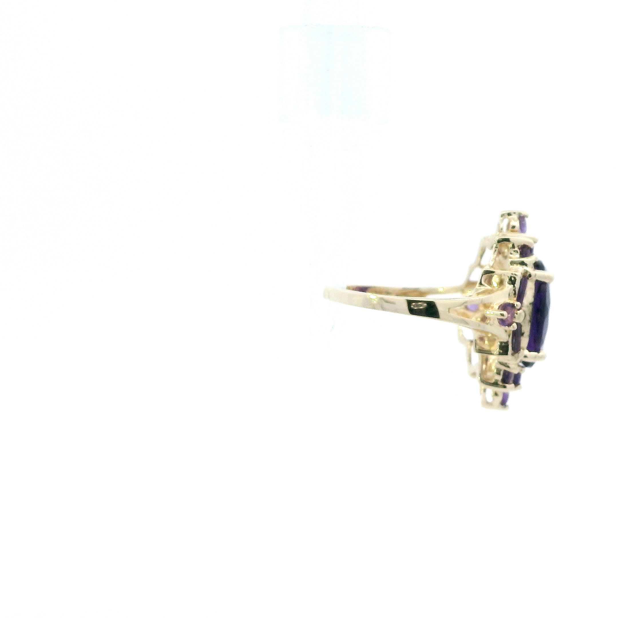 14K Yellow Gold Amethyst Womens Ring