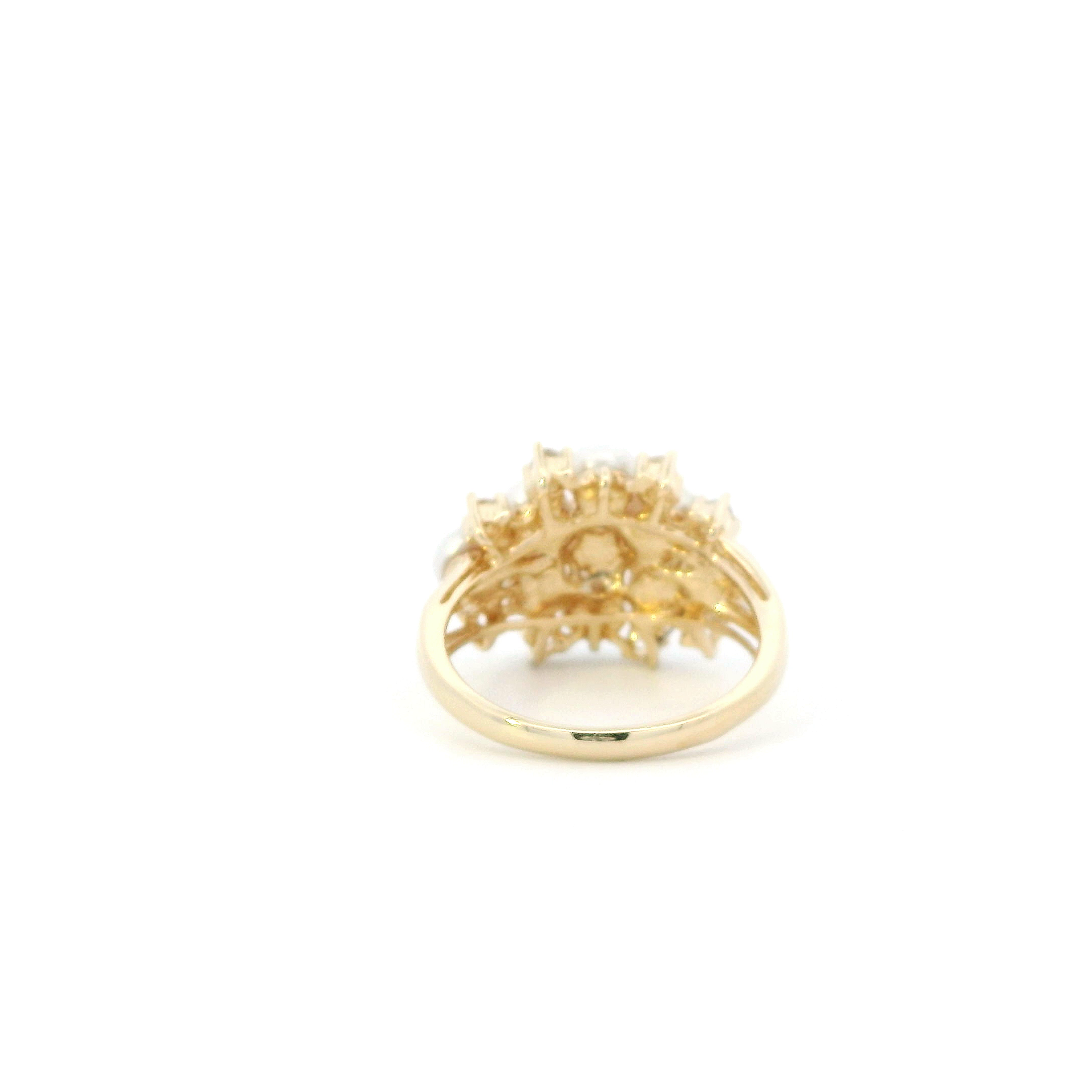 14K Yellow Gold Pearl & Sapphire Womens Ring