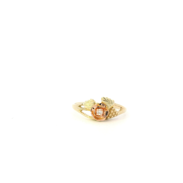 10K Rose Gold Diamond Flower Womens Ring -0.03ct