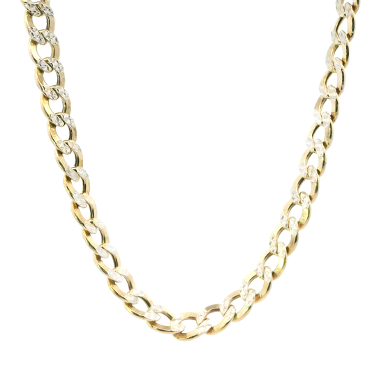 14K Yellow Gold Diamond Cut Curb Chain