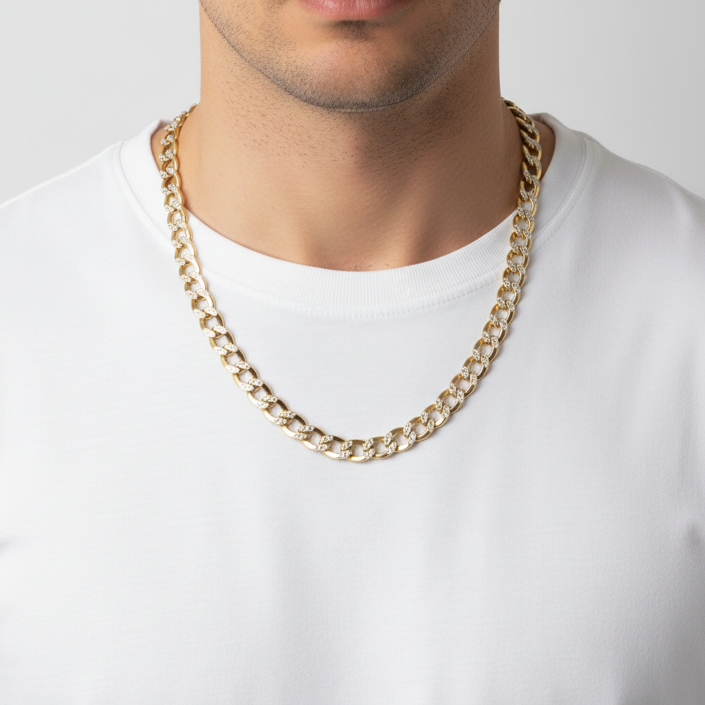 14K Yellow Gold Diamond Cut Curb Chain