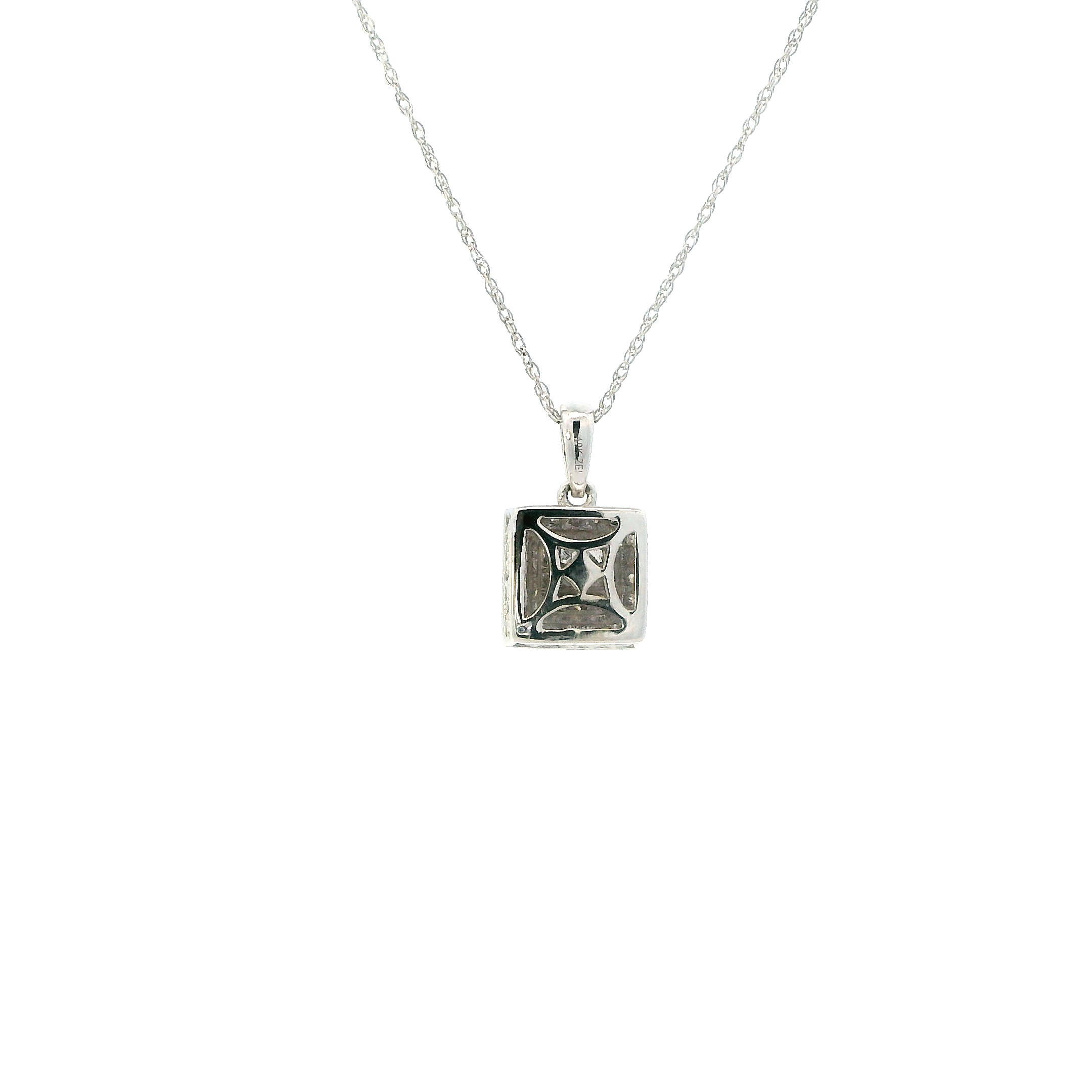 10K White Gold Diamond Pendant & Rope Chain Set - 0.18ct