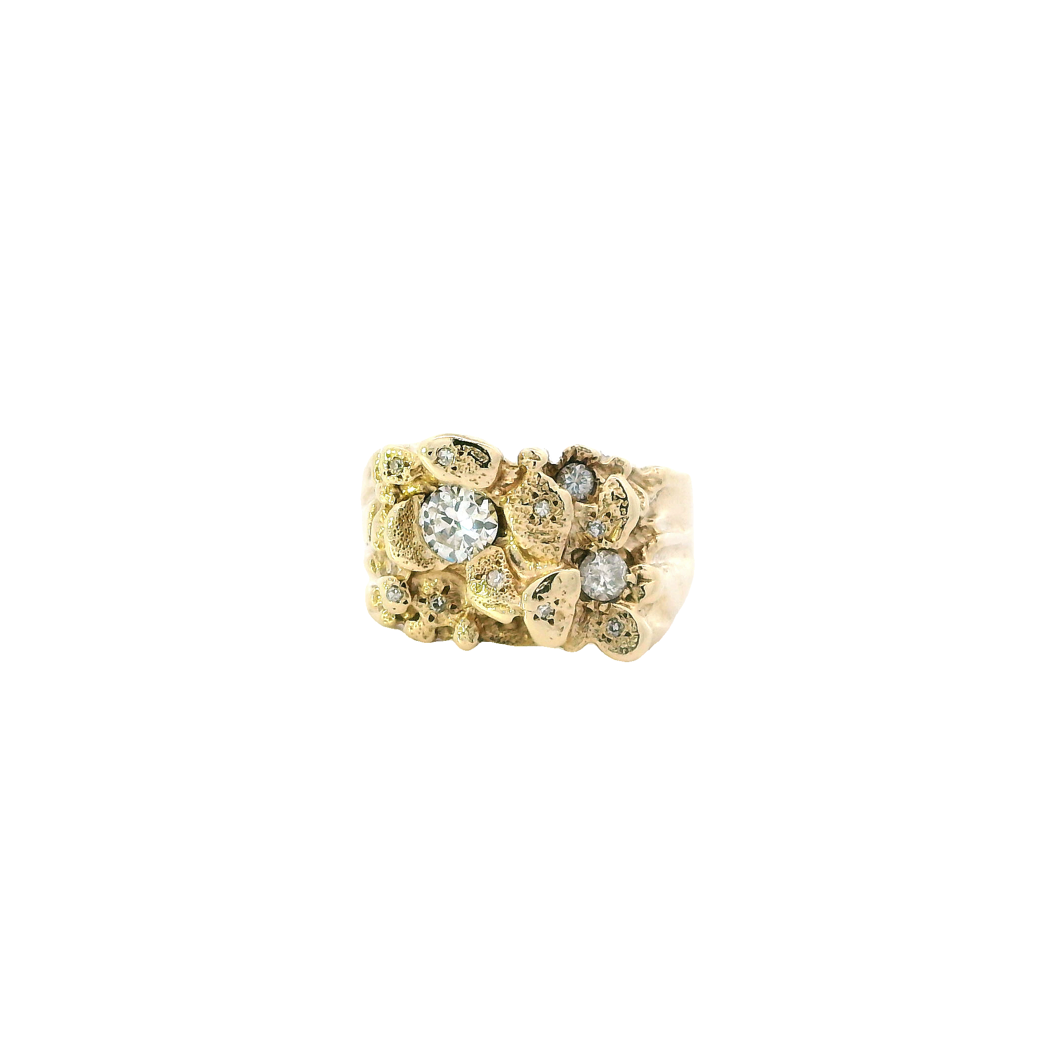 14K Yellow Gold Men's Diamond Nugget Ring - 0.52ct