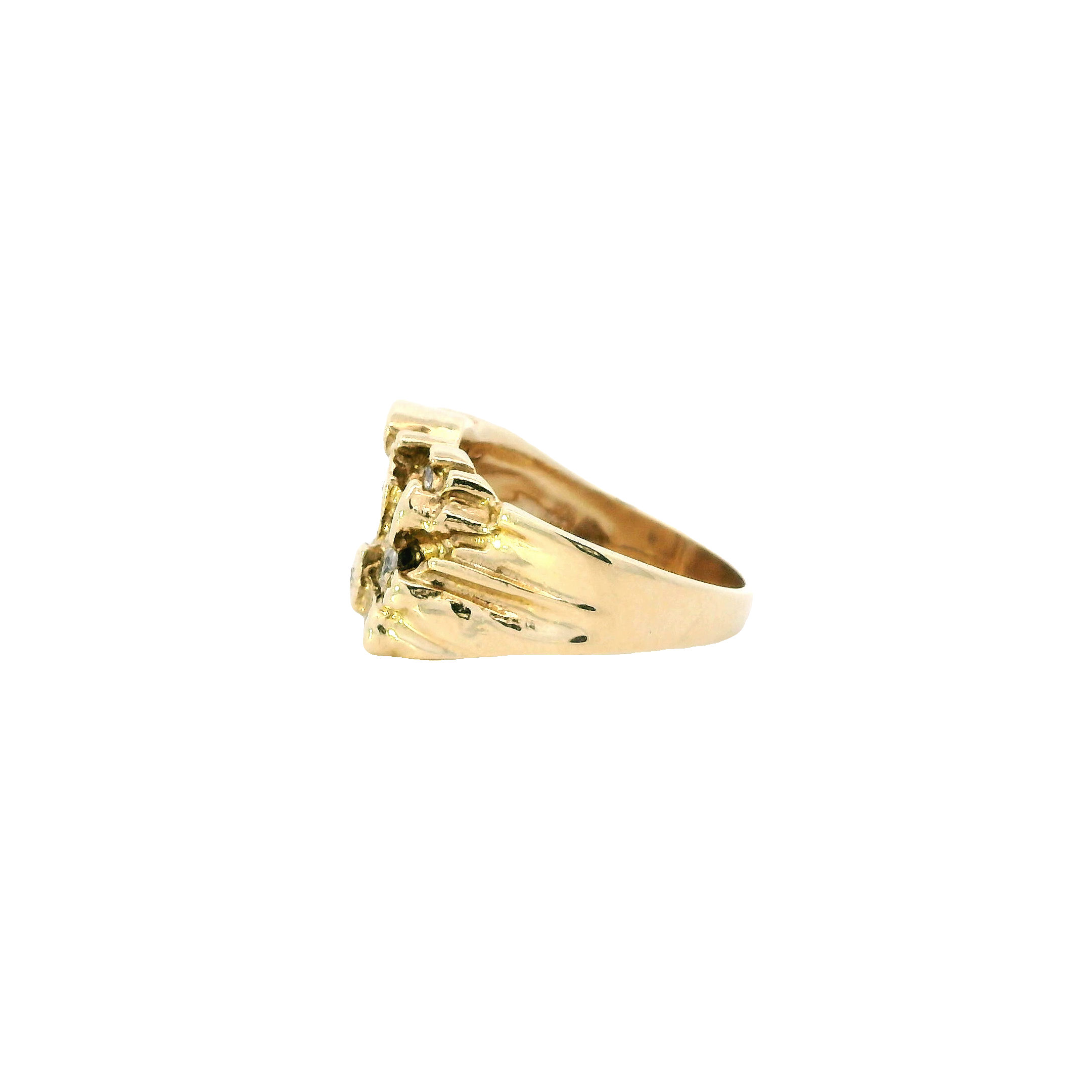 14K Yellow Gold Men's Diamond Nugget Ring - 0.52ct