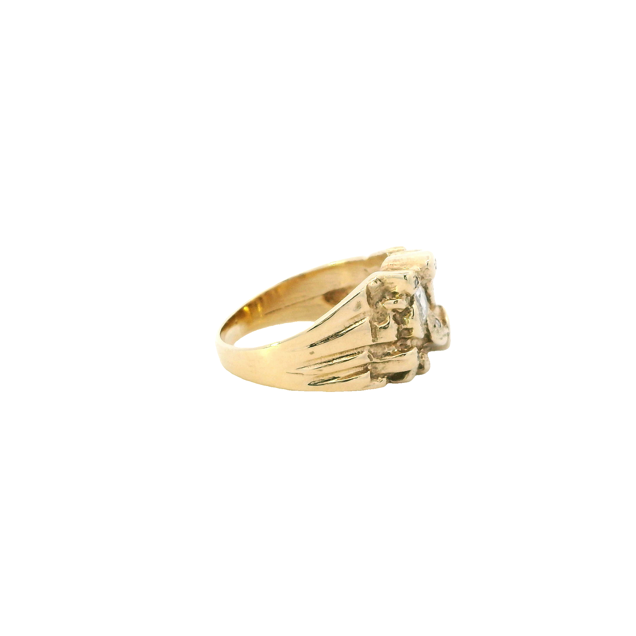 14K Yellow Gold Men's Diamond Nugget Ring - 0.52ct