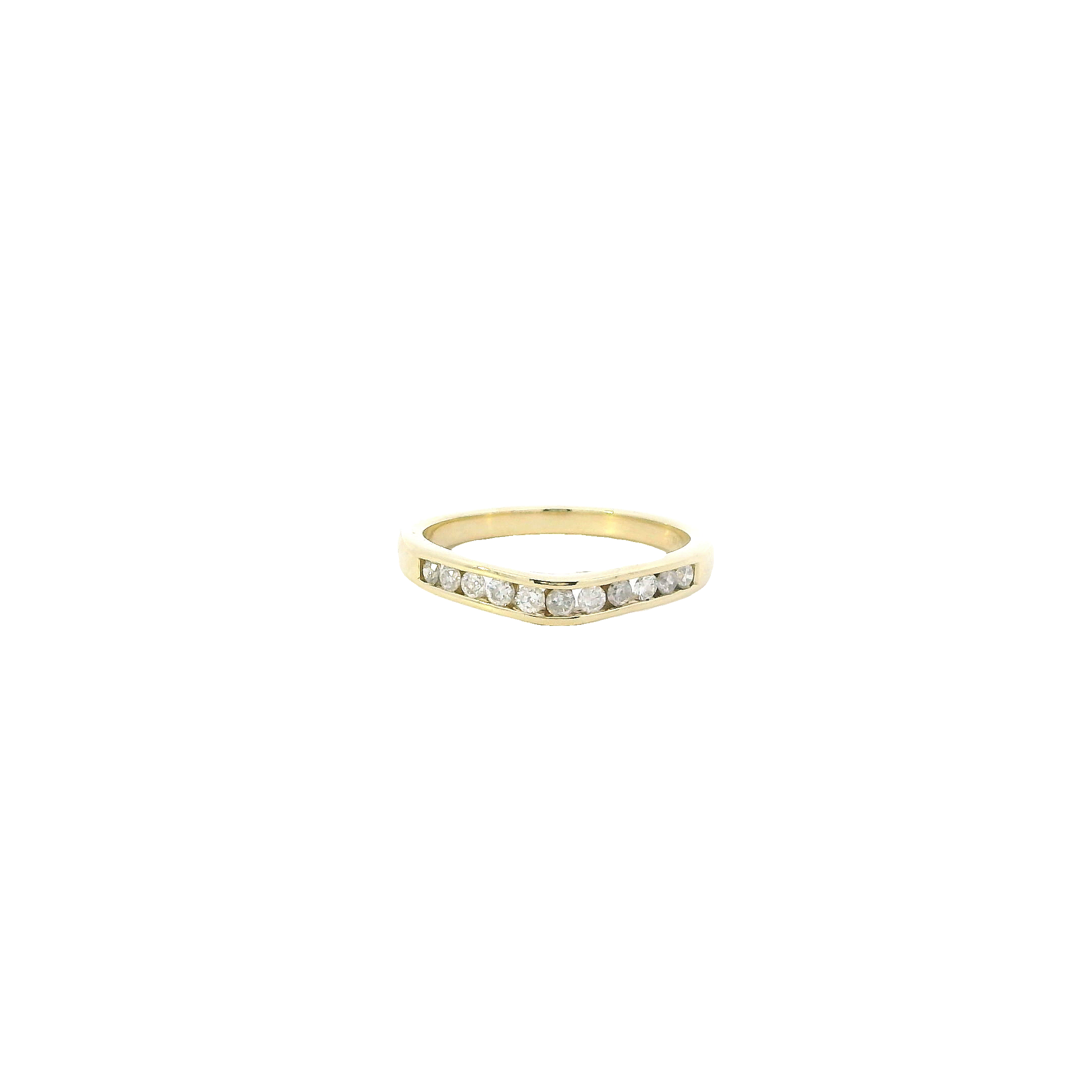 10K Yellow Gold Diamond Curved Ring - 0.25ct