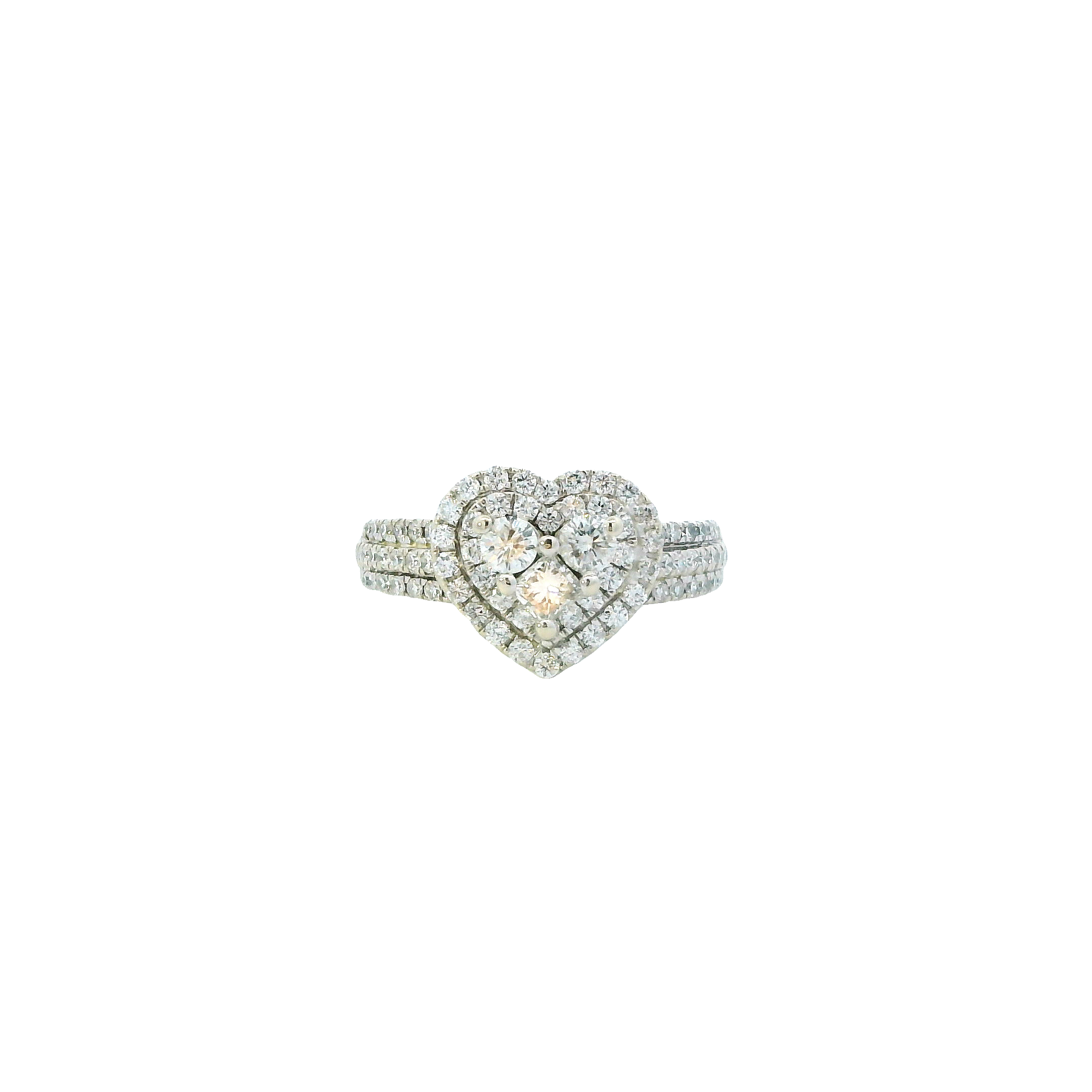 14K White Gold Women's Diamond Heart Ring - 0.74ct