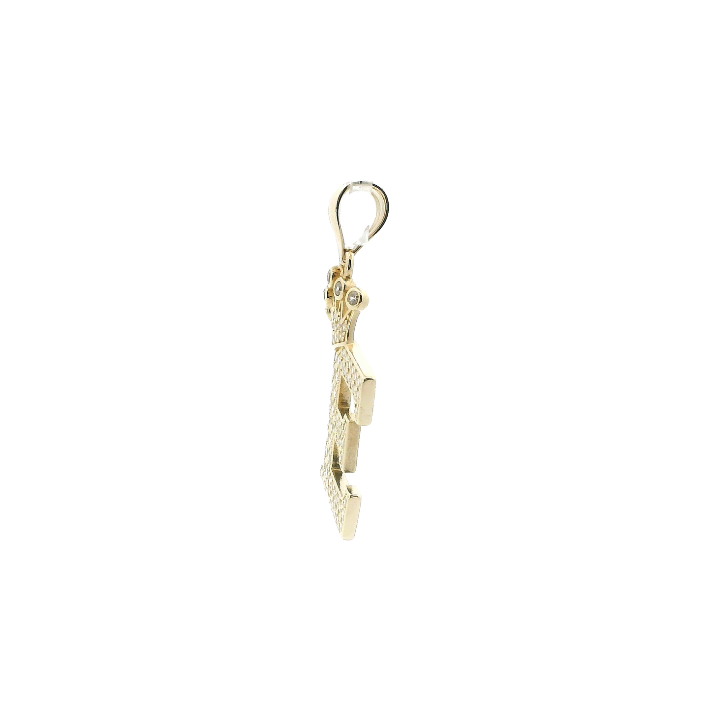 10K Yellow Gold CZ Letter "E" Crown Pendant