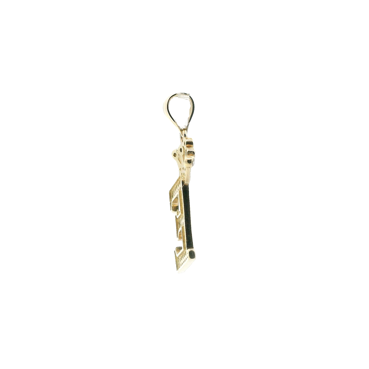 10K Yellow Gold CZ Letter "E" Crown Pendant