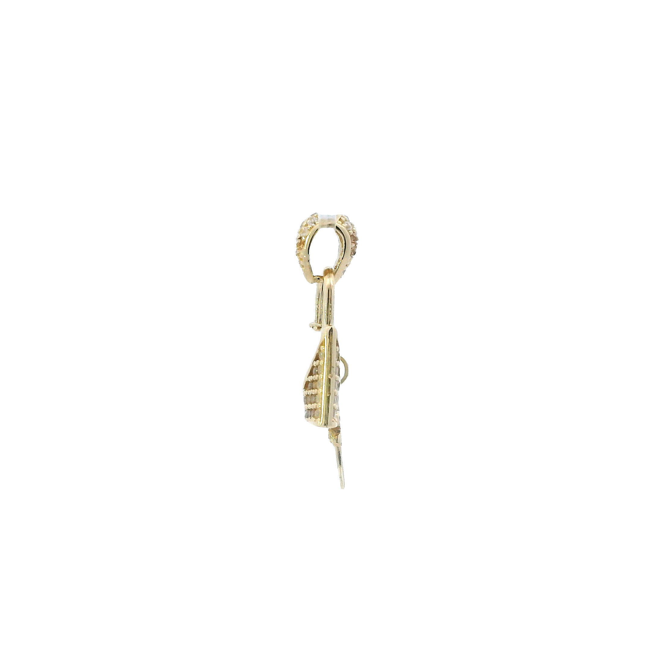 14K Yellow Gold CZ Lock & Key Purse Pendant