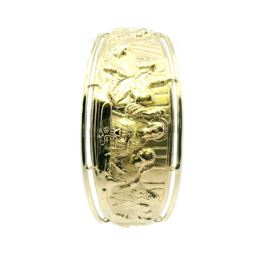 14K Yellow Gold Last Supper Wrist Cuff Bracelet