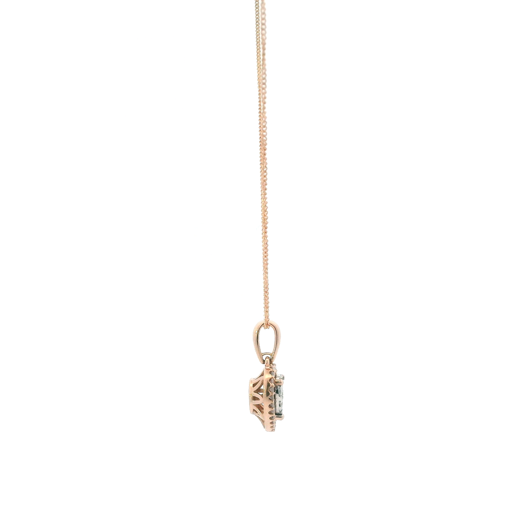 10K Rose & White Gold Heart Pendant & Curb Chain