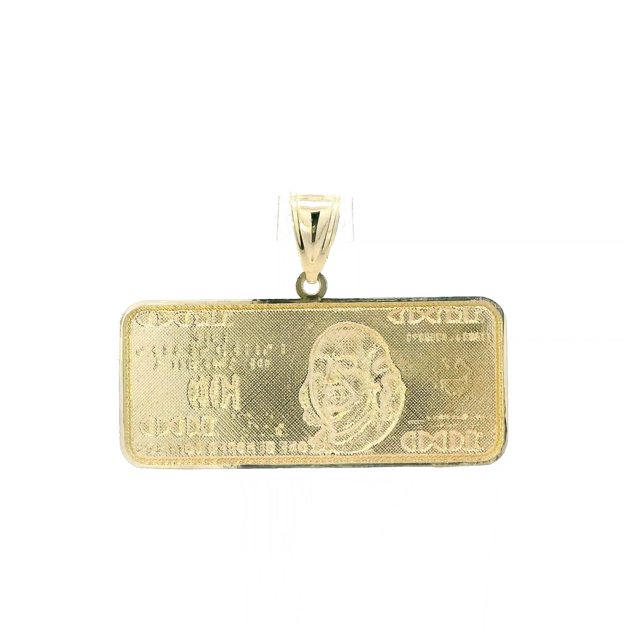 10K Yellow & White Gold 100$ Bill Pendant