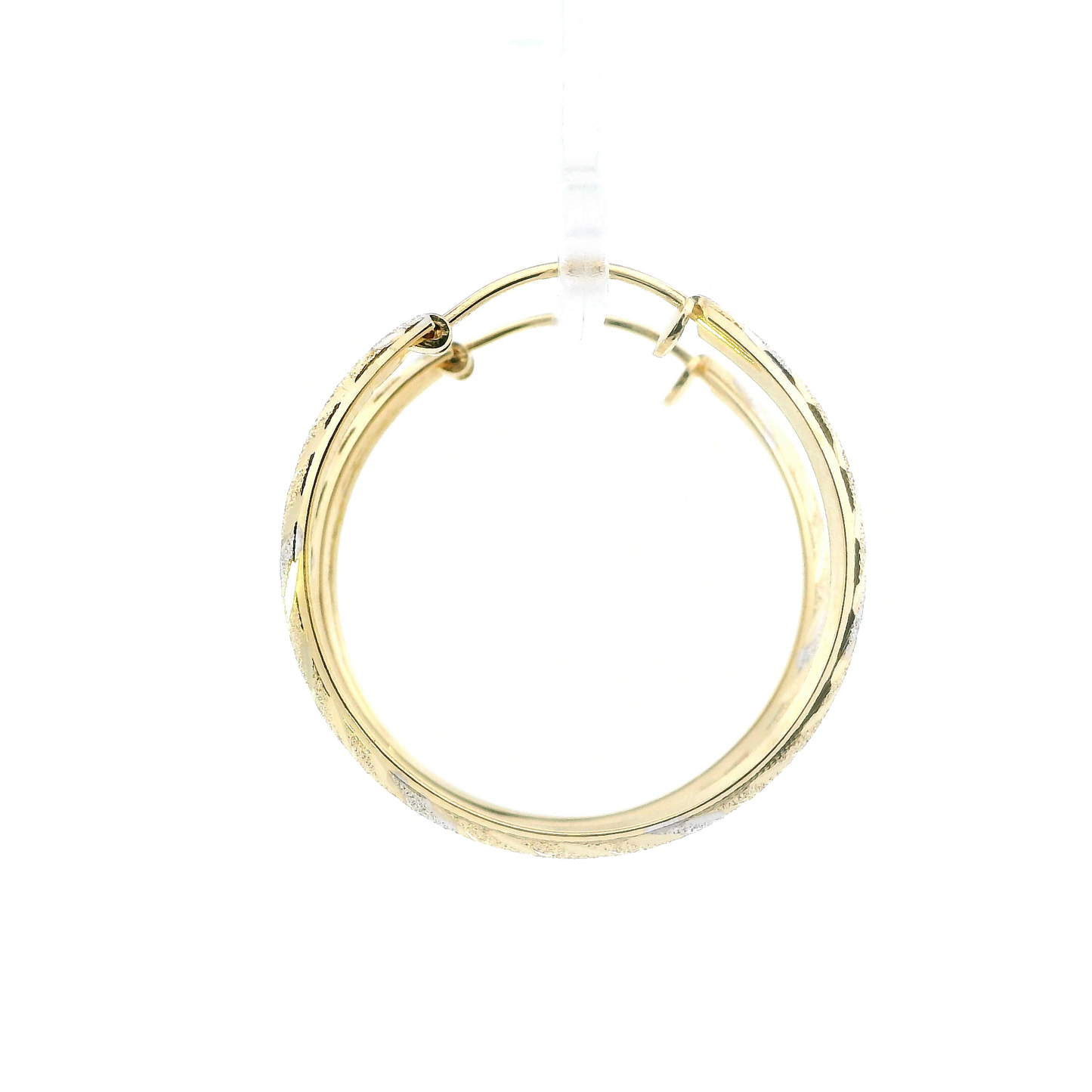 14K Tri Color Gold Matte Hoop Earrings