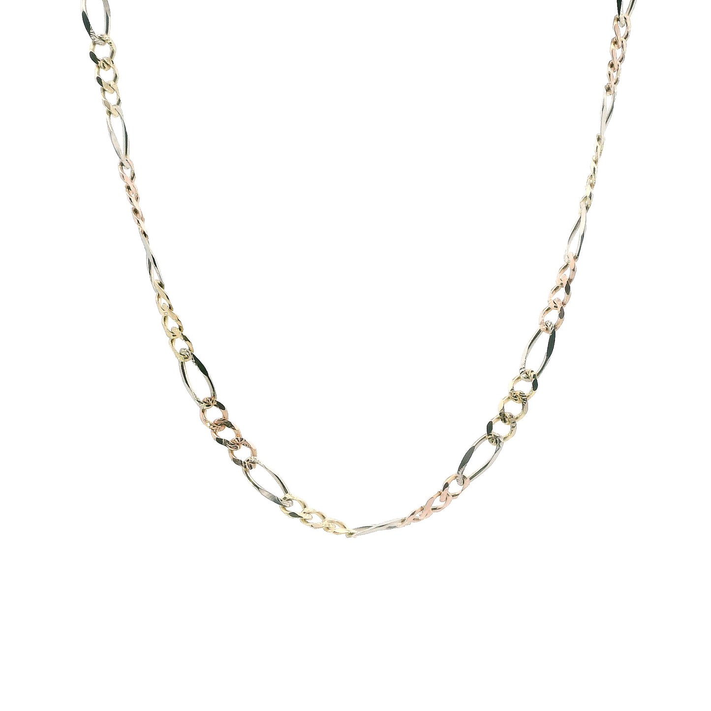 14K Tri Color 22" Figaro Chain