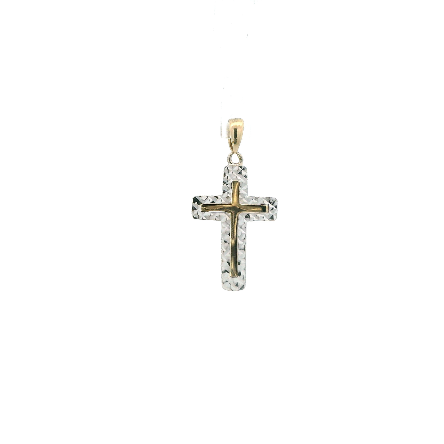 14K Yellow & White Gold Cross Pendant