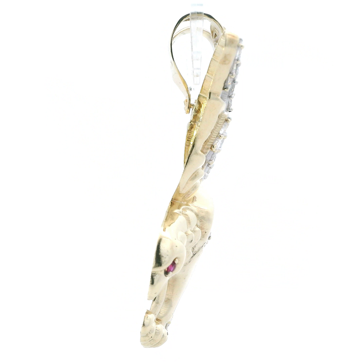 10K Yellow & White Gold Pink Topaz & Cubic Zirconia Eagle Pendant