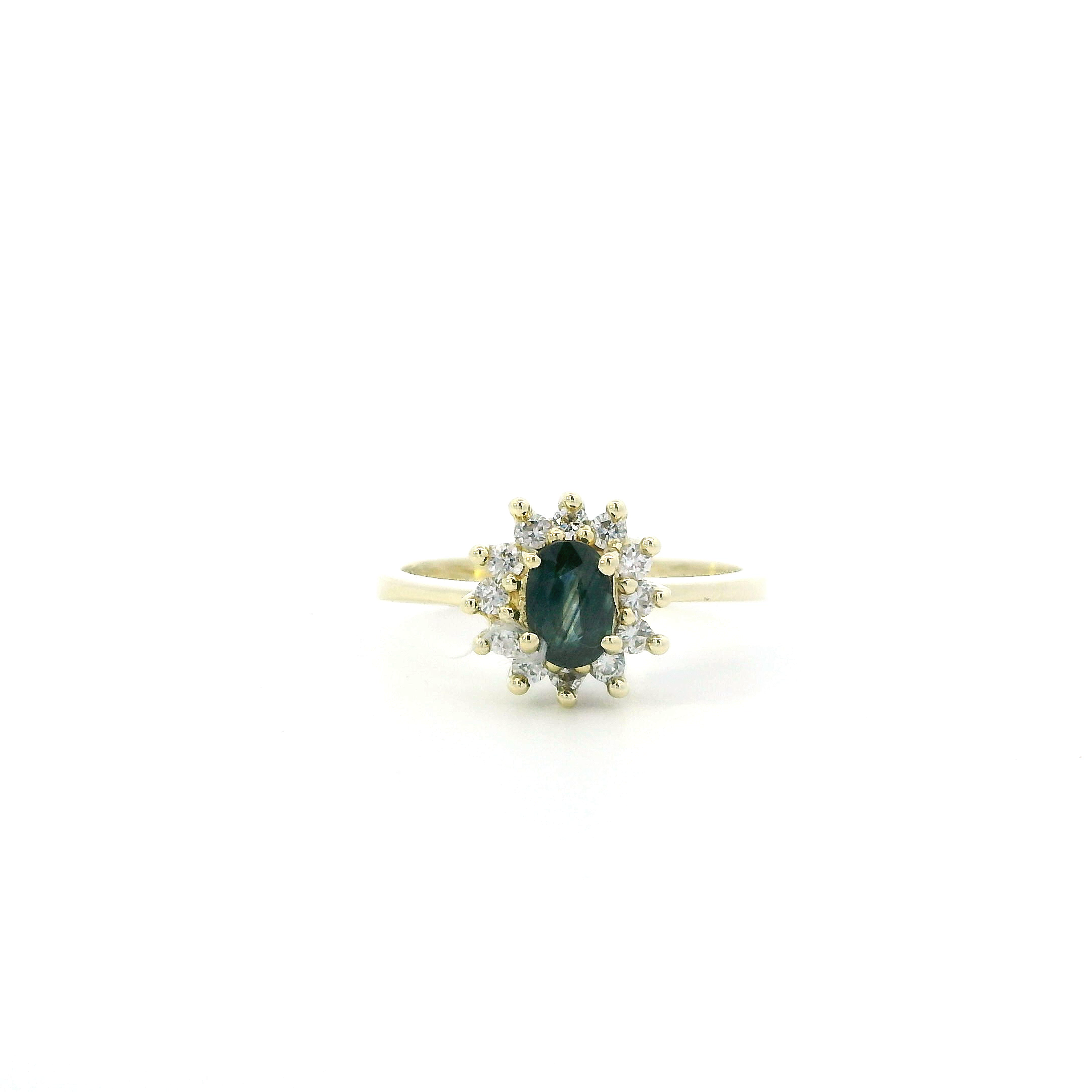 14K Yellow Gold Blue & White Sapphire Ring