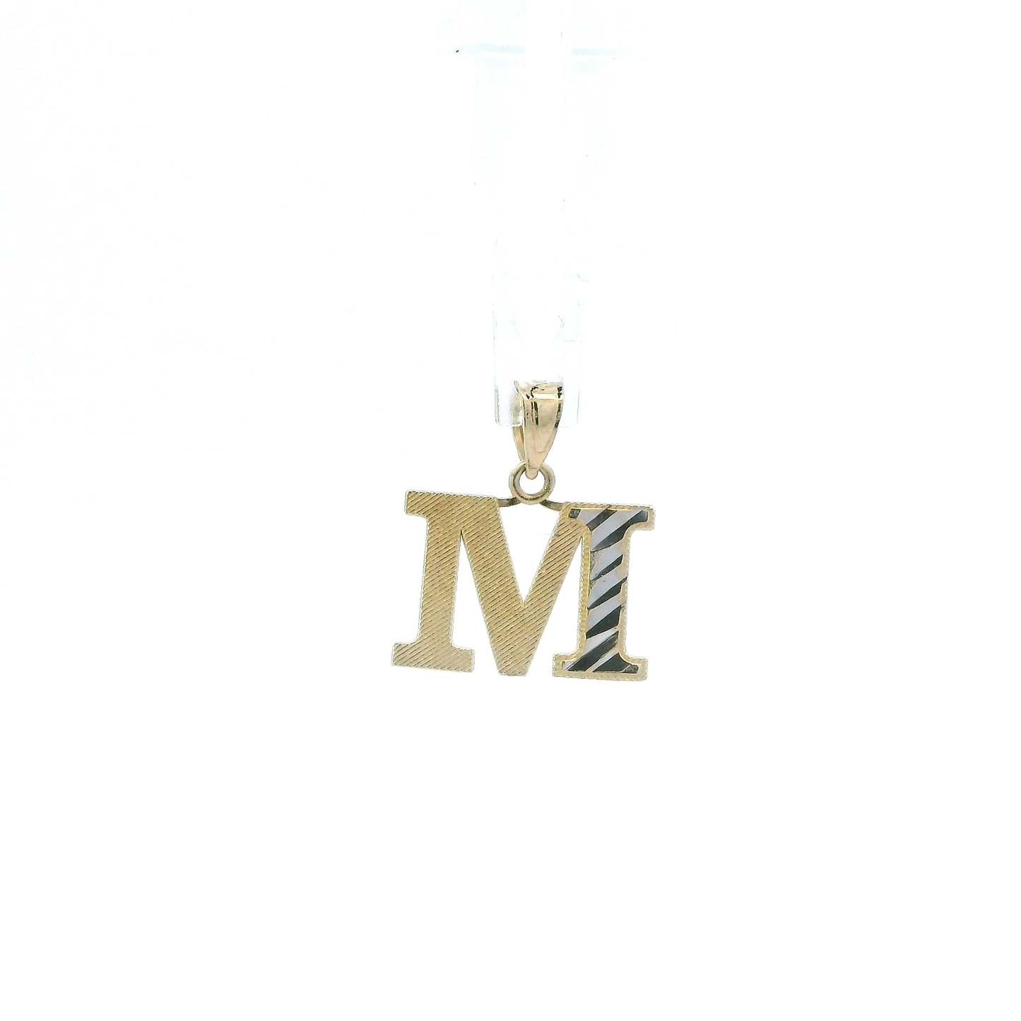 10K Yellow & White Gold Letter "M" Pendant