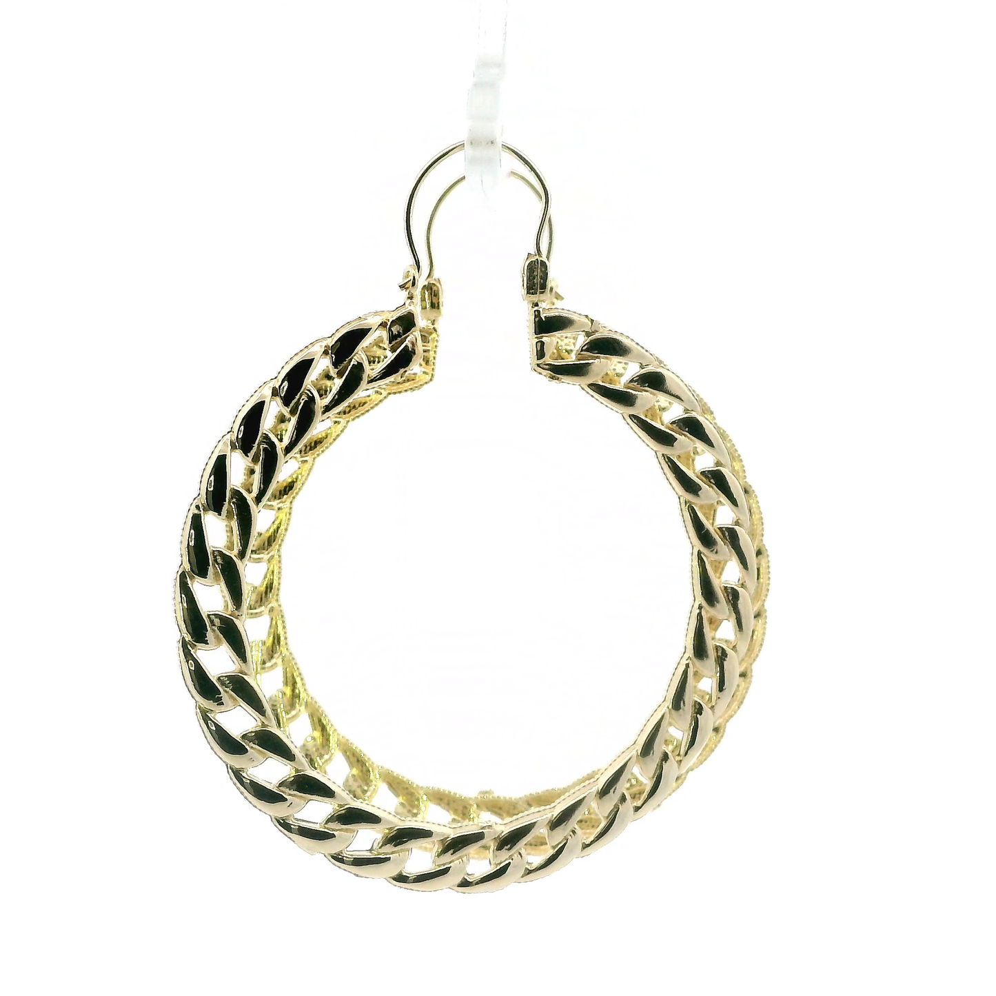 10K Yellow Gold Curb Hoop Earrings