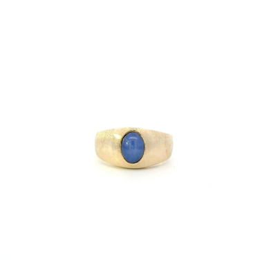 14K Yellow Gold Blue Star Sapphire Ring
