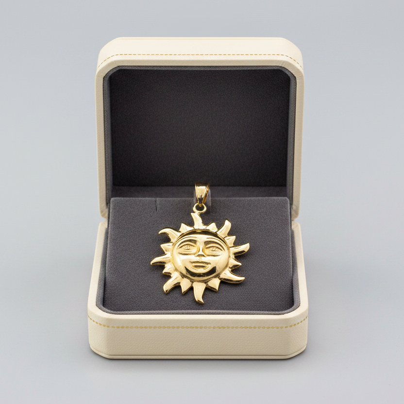 14K Yellow Gold Sun Pendant