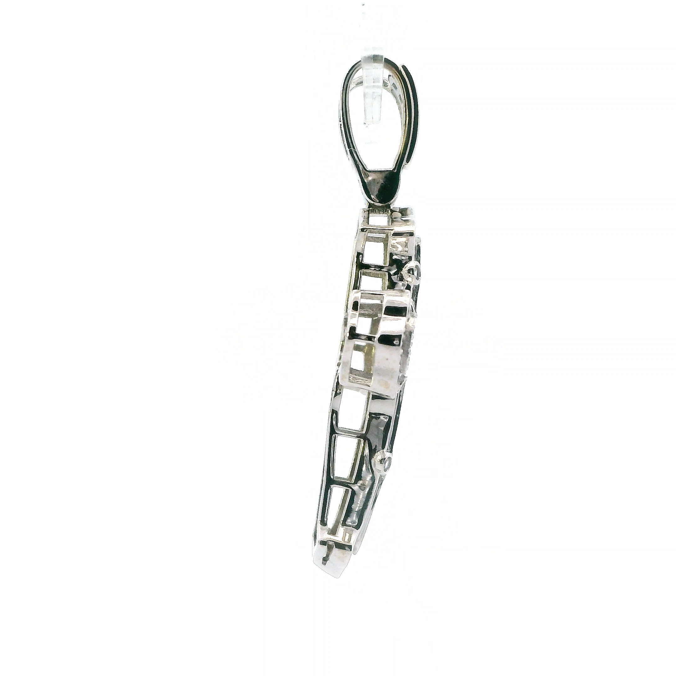 10K White Gold White & Black Cubic Zirconia Cross Pendant
