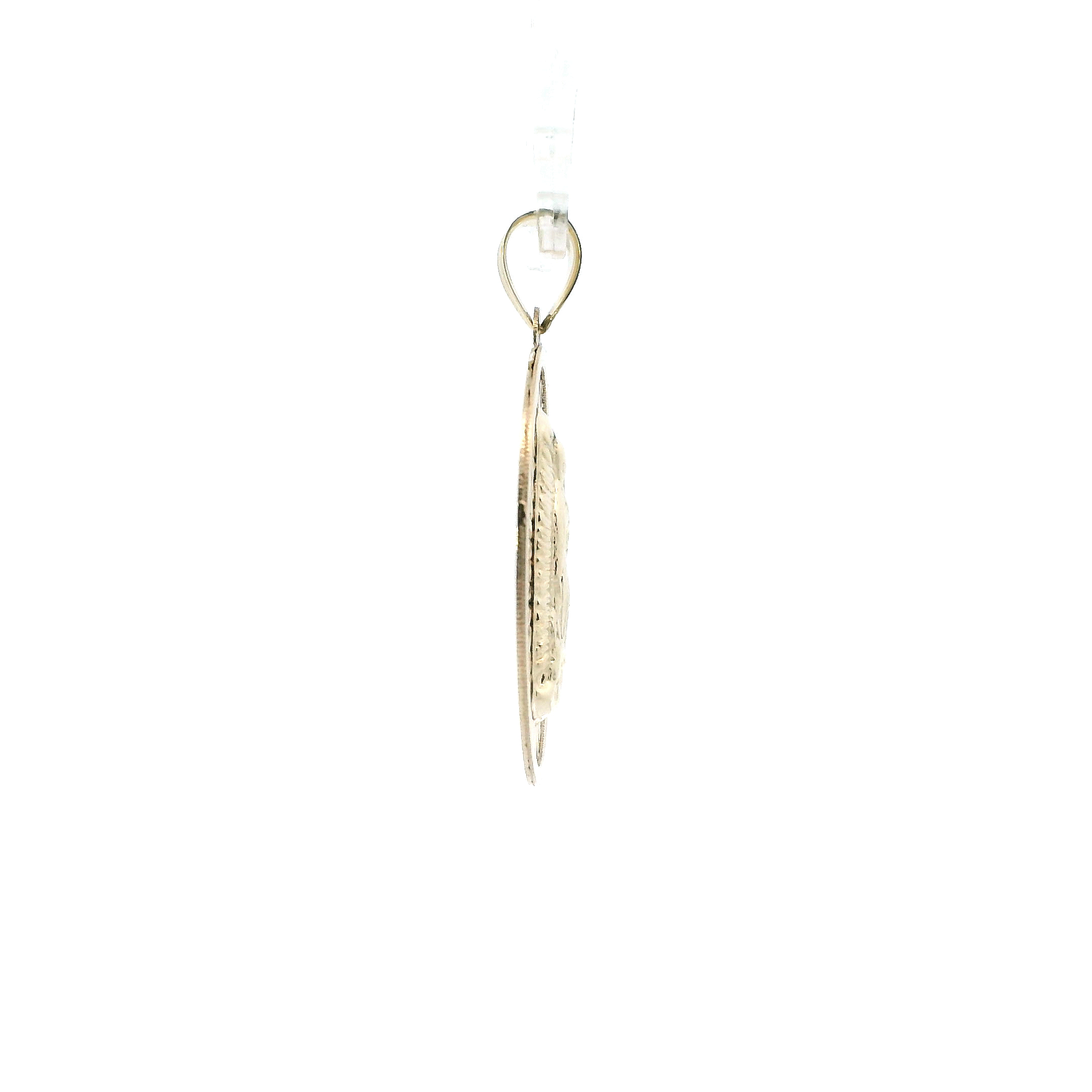 14K Tri Color Gold Round Virgin Mary Pendant