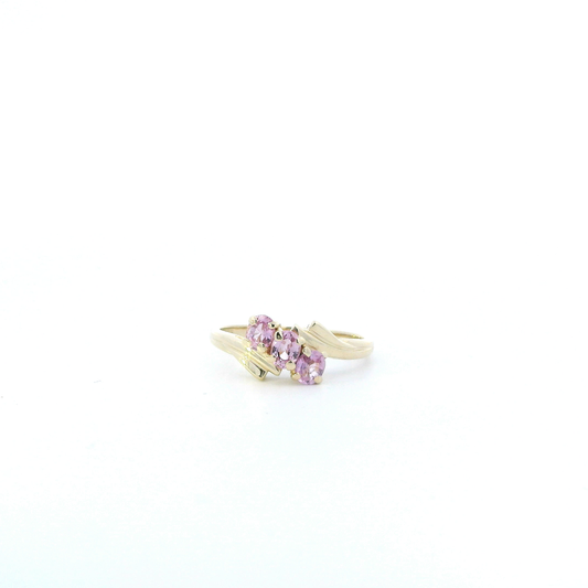 14K Yellow Gold Purple Topaz Womens Ring