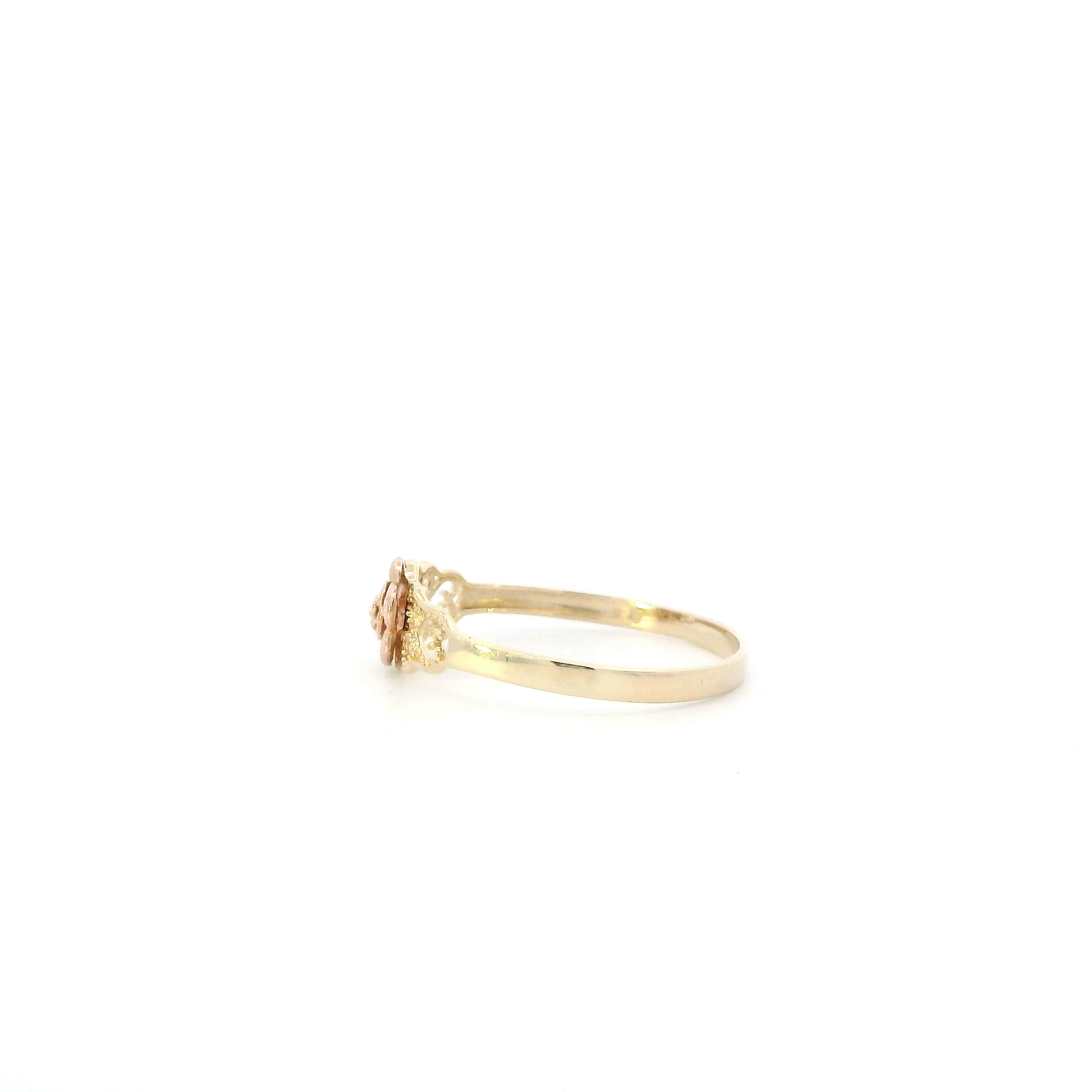 10K Rose & Yellow Gold Filigree Rose Ring