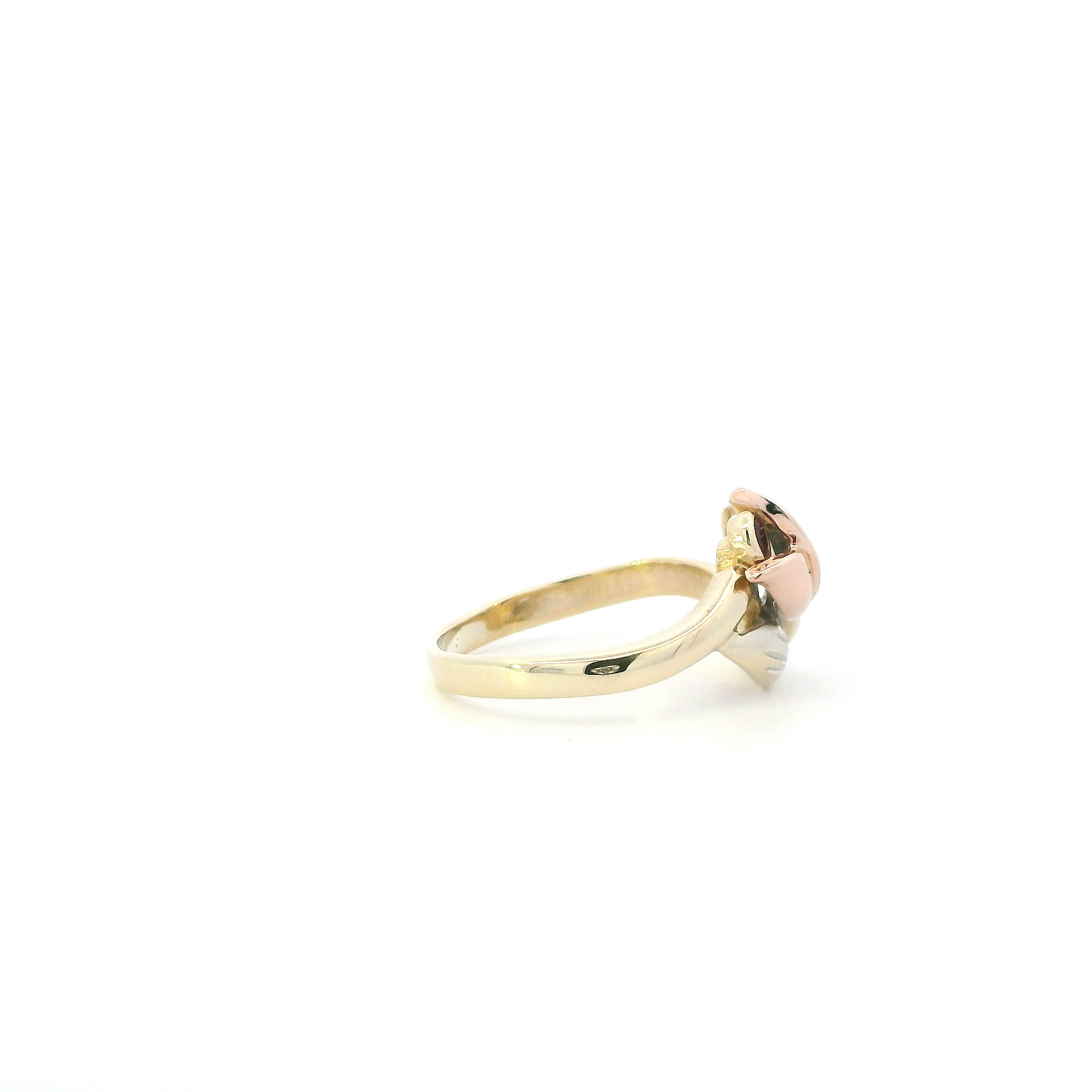 14K Tri Color Gold Ruby Flower Womens Ring