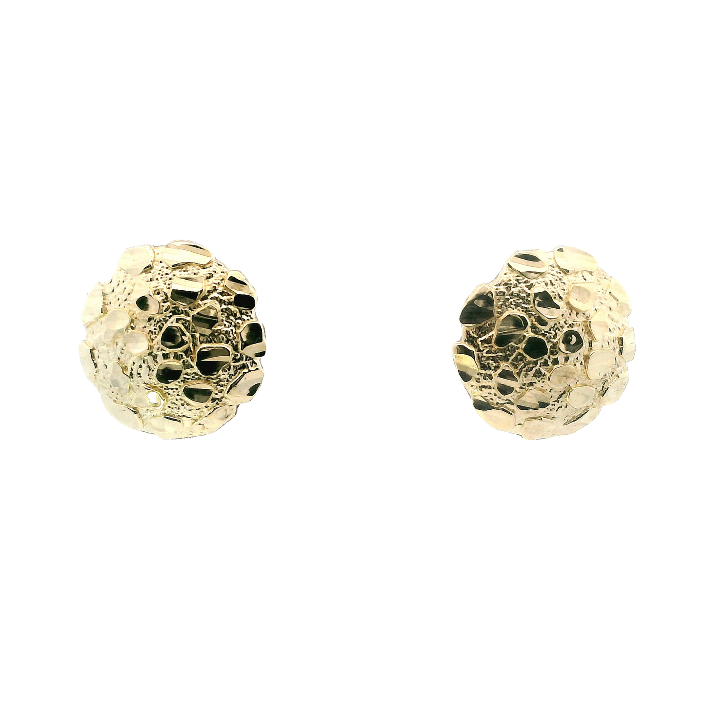 10K Yellow Gold Round Nugget Earrings