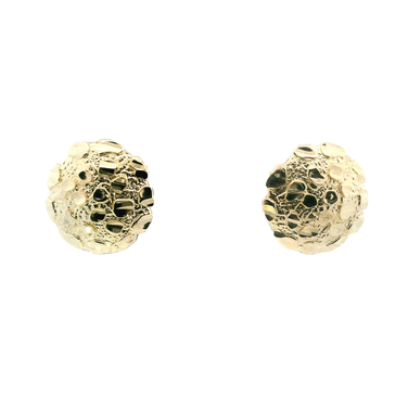 10K Yellow Gold Round Nugget Earrings