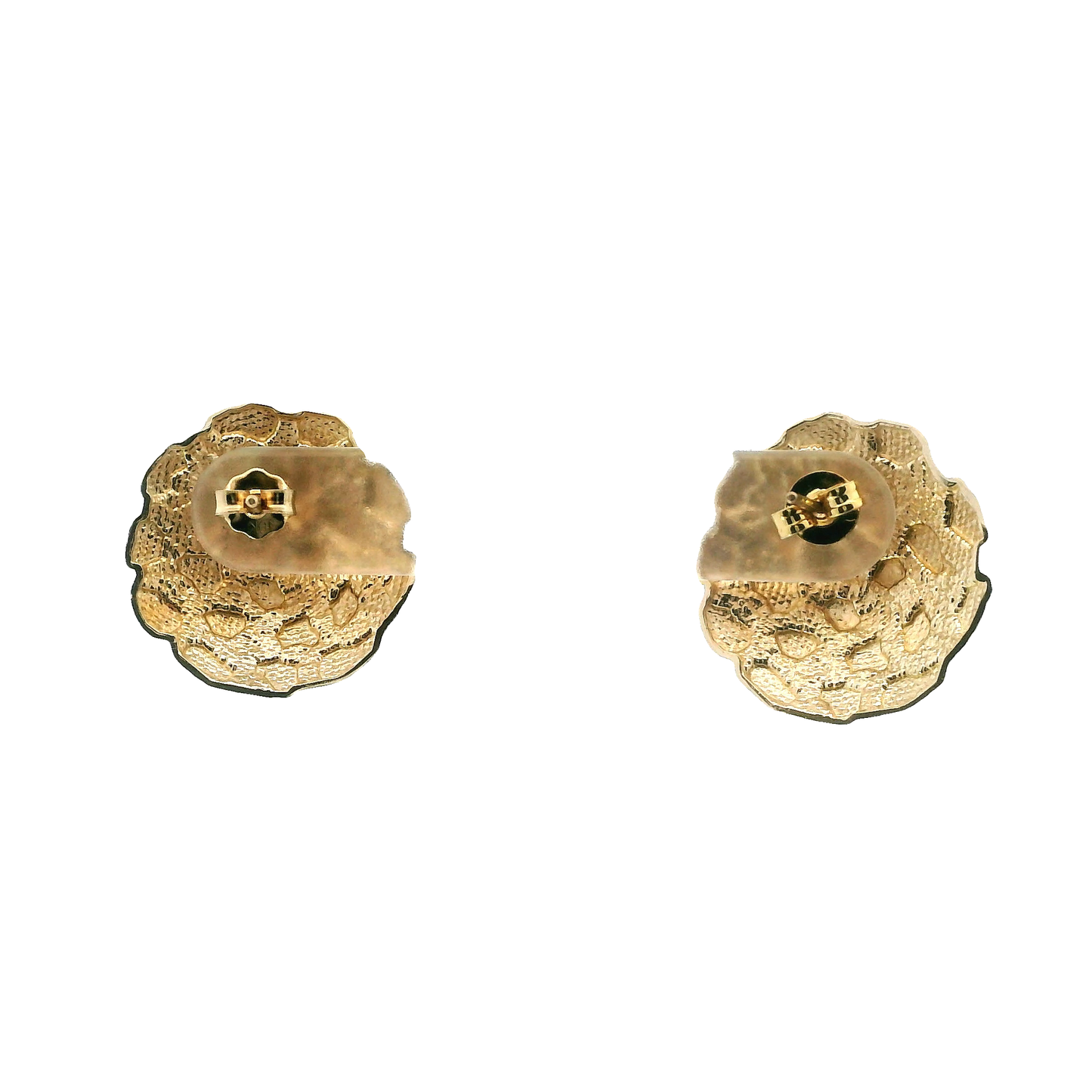 10K Yellow Gold Round Nugget Earrings