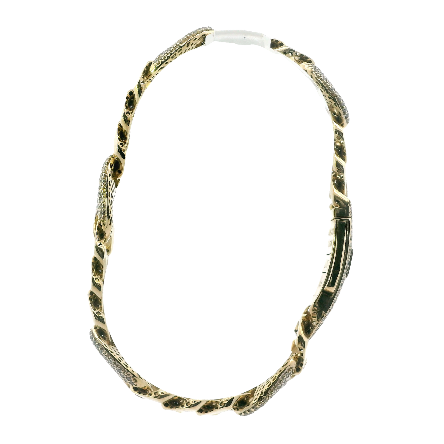 14K Yellow Gold Pave CZ Puff/Cuban Gucci Bracelet