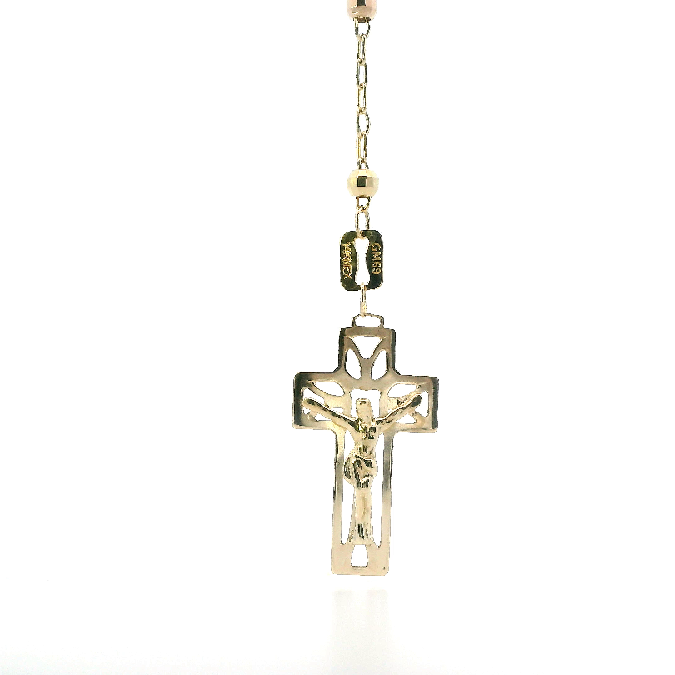 14K Tri-Color Gold Rosary Necklace