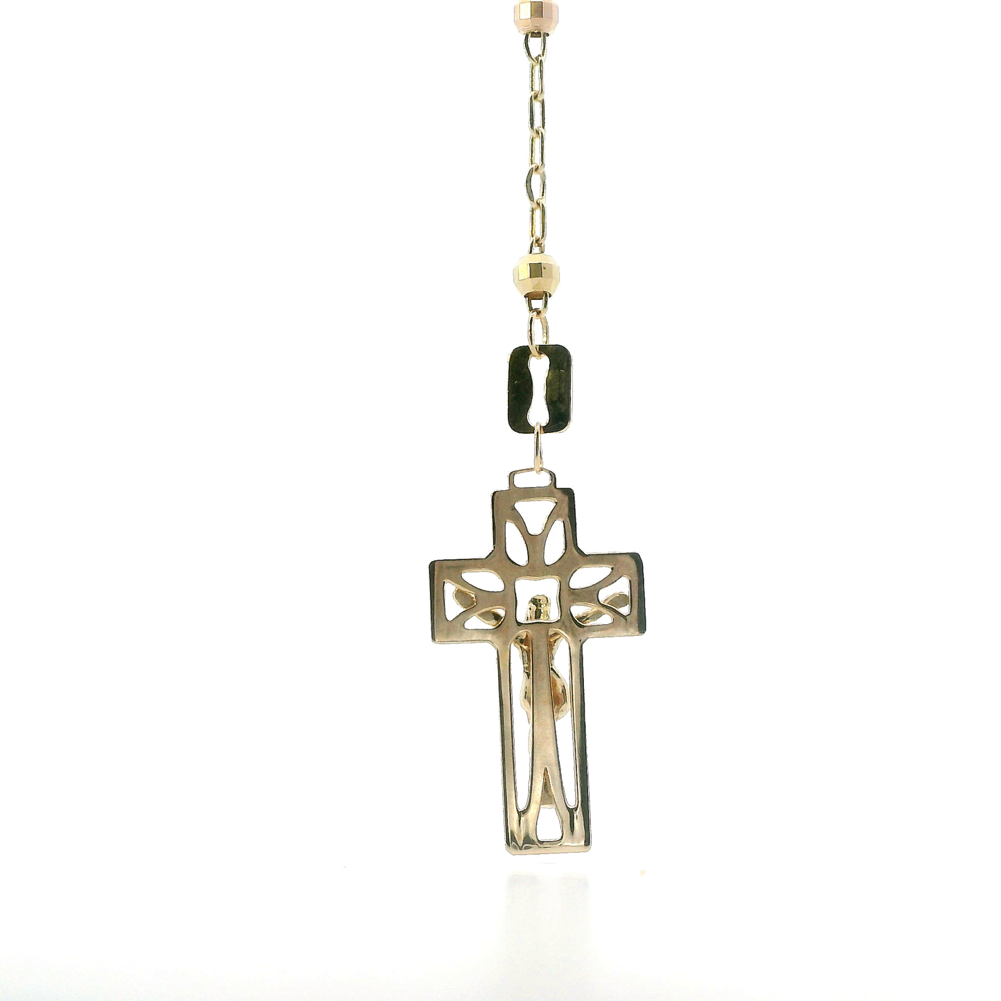 14K Tri-Color Gold Rosary Necklace