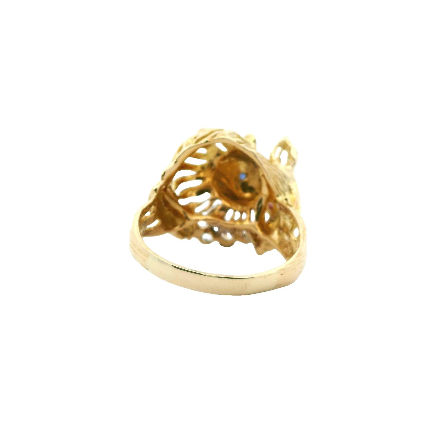 14K Yellow Gold Diamond Lion Ring -0.39ct