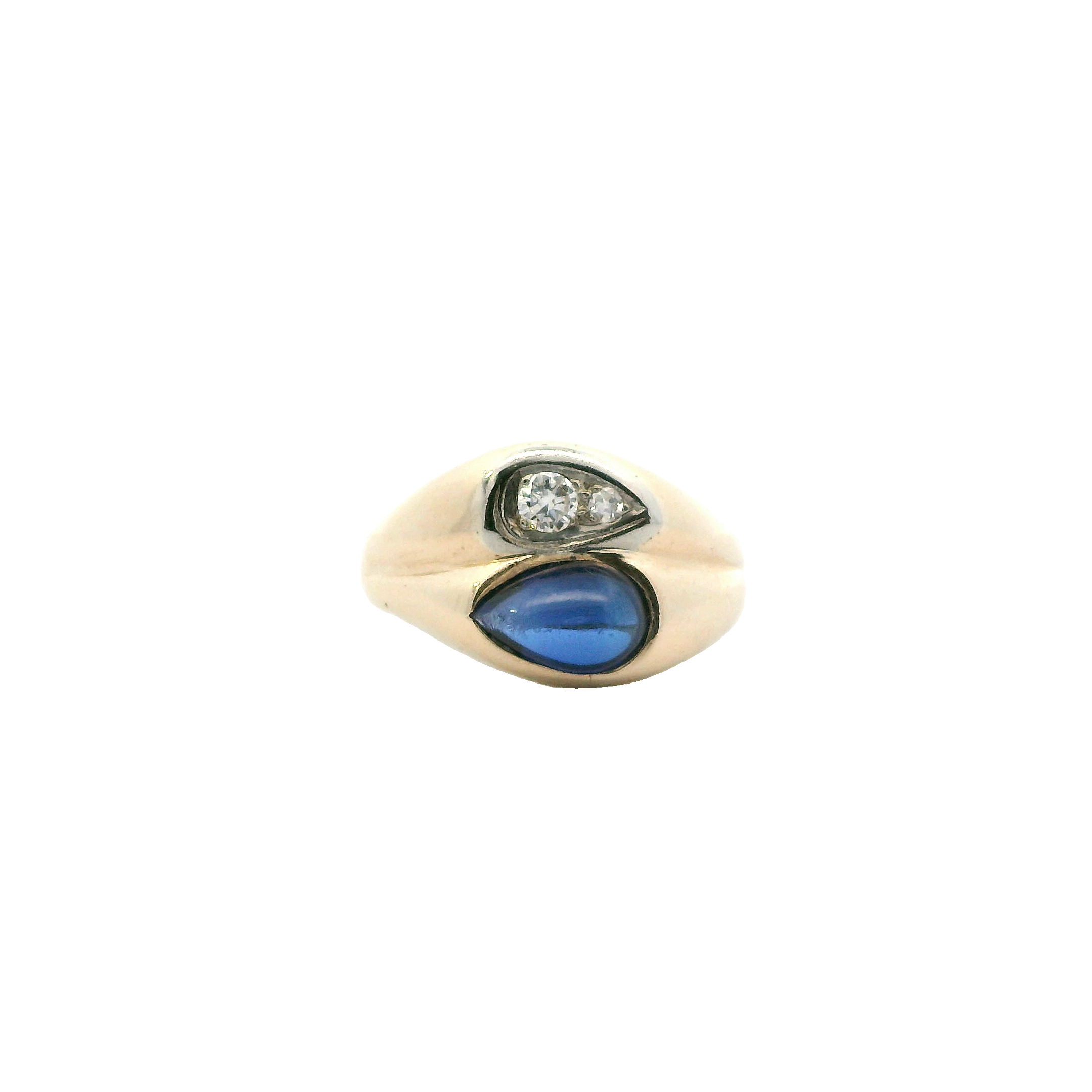 14K Yellow Gold Diamond & Sapphire Women's Ring - 0.12ct