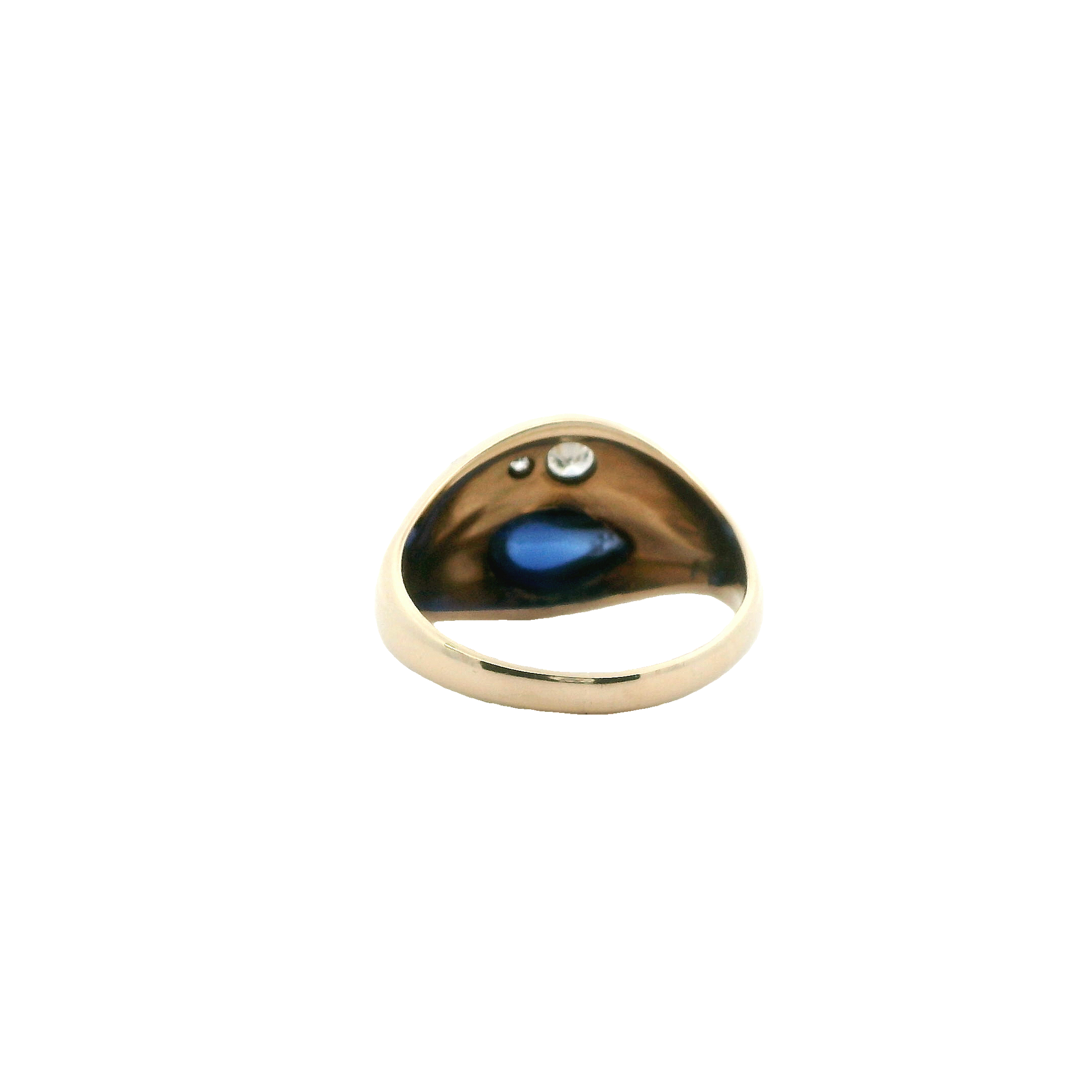 14K Yellow Gold Diamond & Sapphire Women's Ring - 0.12ct