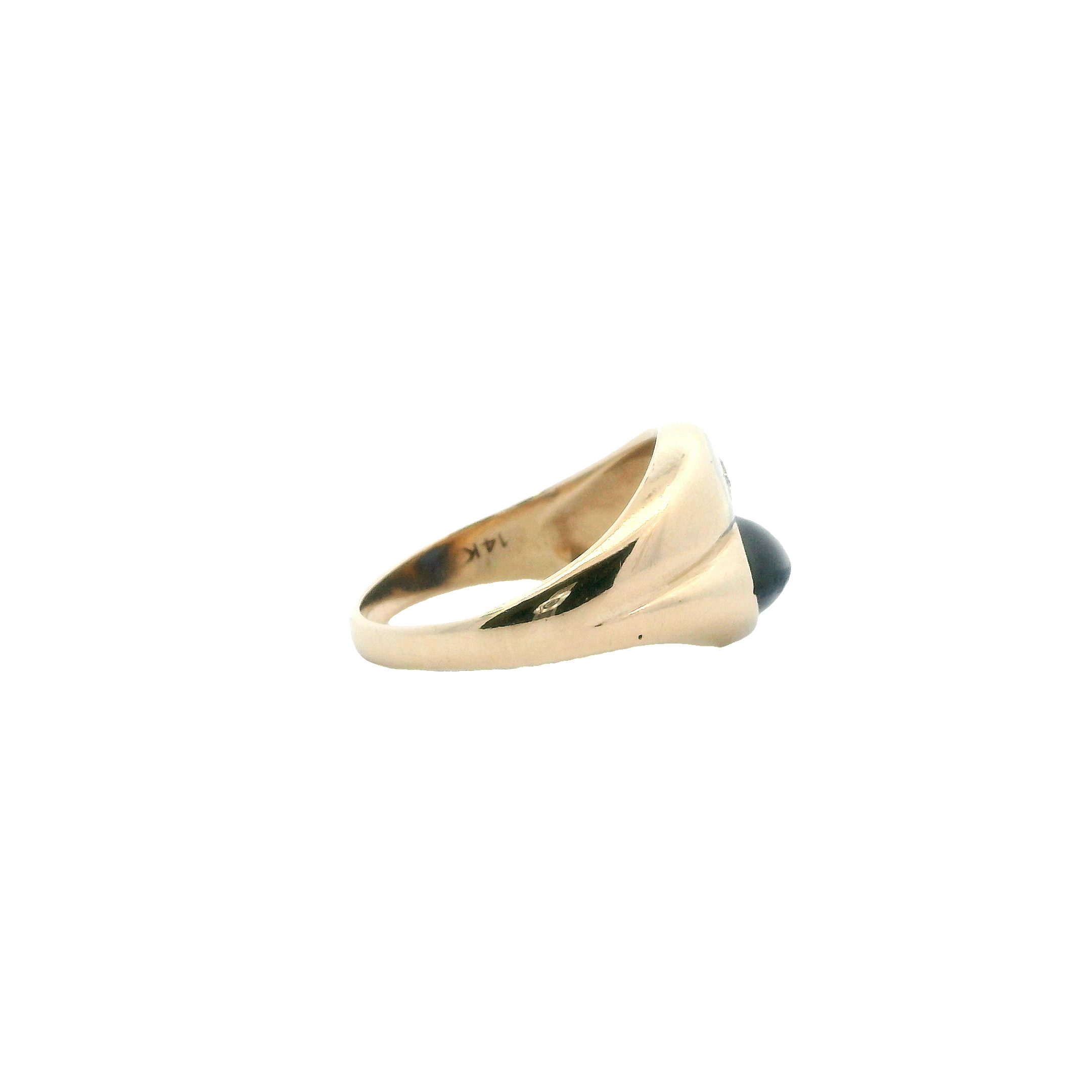 14K Yellow Gold Diamond & Sapphire Women's Ring - 0.12ct