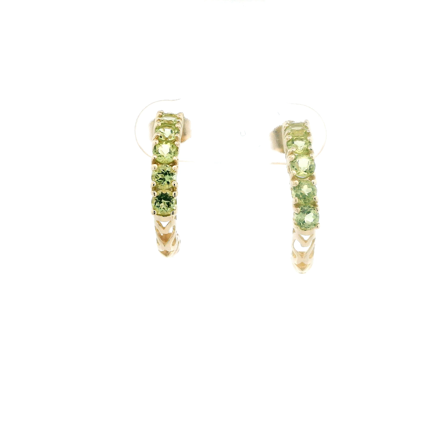 10K Yellow Gold Peridot Half Hoop Earring